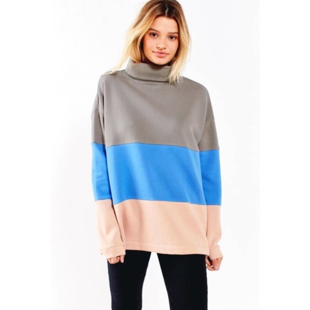 UO Out From Under Cozy Colorblock Stripe Pullover Sweatshirt